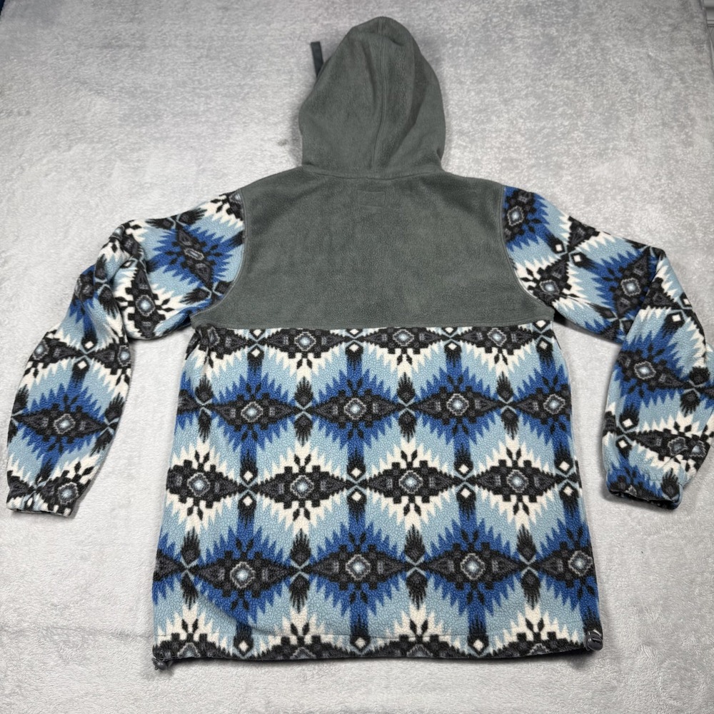 Free Nature Sweater Womens XS Blue Gray Fleece Pullover Hooded Geometric Pattern - Picture 10 of 11